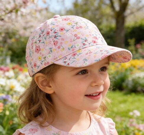 Toddler Sun Baseball Hat for Girls - Summer Snapback Hat for Kid and Girl Print Flowers Pattern in Saudi Arabia