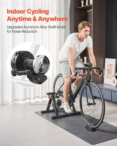 VEVOR Bike Trainer, 6 Level Resistance, 26-29 in & 700C Wheels, Foldable Magnetic Bicycle Stationary Stand for Indoor Exercise Riding with Quick Release Skewer & Front Wheel Riser Block for Road Bikes in Saudi Arabia