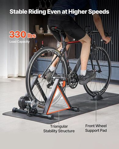 VEVOR Bike Trainer, 6 Level Resistance, 26-29 in & 700C Wheels, Foldable Magnetic Bicycle Stationary Stand for Indoor Exercise Riding with Quick Release Skewer & Front Wheel Riser Block for Road Bikes in Saudi Arabia