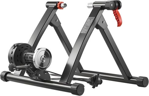 VEVOR Bike Trainer, 6 Level Resistance, 26-29 in & 700C Wheels, Foldable Magnetic Bicycle Stationary Stand for Indoor Exercise Riding with Quick Release Skewer & Front Wheel Riser Block for Road Bikes in Saudi Arabia