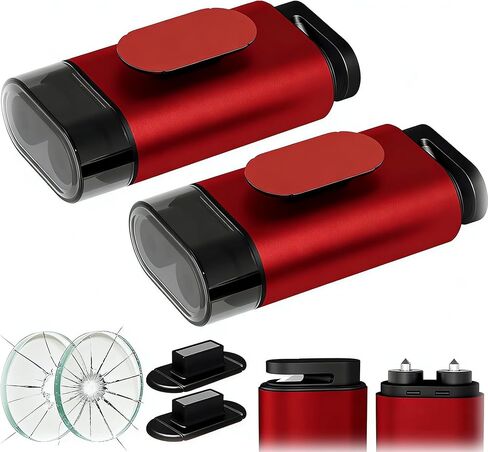 2-in-1 Window Breaker Seatbelt Cutter, Car Safety Hammer Emergency Escape Keychain Tool for Underwater Vehicle Travel, with Test Glass 4PCS Red in Saudi Arabia