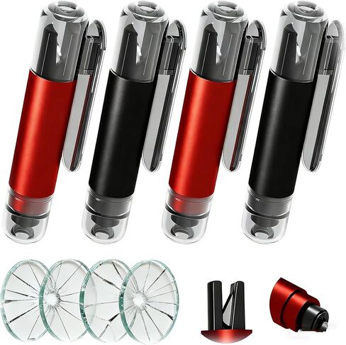2-in-1 Window Breaker Seatbelt Cutter, Car Safety Hammer Emergency Escape Keychain Tool for Underwater Vehicle Travel, with Test Glass 4PCS Red in Saudi Arabia