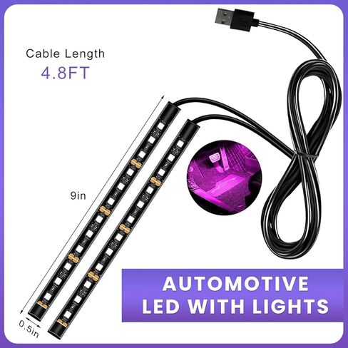 شريط إضاءة LED للسيارة، 12 فولت 24 مصباح LED RGB تحت إضاءة ليلية محيطة، ولاعة السجائر أضواء شريط LED نيون، شريط زخرفي لمصباح الجو العالمي لشاحنة السيارة SUV (أزرق جليدي) in Saudi Arabia