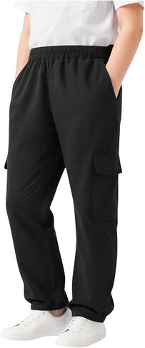 Boys Pants High Waisted Baggy Cargo Sweatpants Elastic Waist Jogges with Pockets Loose Fit Casual Pants for Running in Saudi Arabia