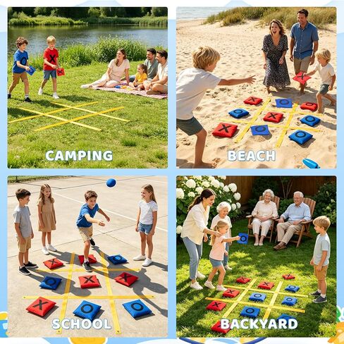 Giant Tic Tac Toe Outdoor Games for Kids Adults Family 4ft x 4ft Portable Bean Bag Toss Yard Lawn Backyard Camping Carnival Field Day Game with Ground Stakes Bean Bags Table Top Scoreboard in Saudi Arabia