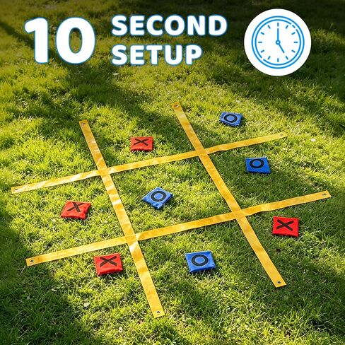 Giant Tic Tac Toe Outdoor Games for Kids Adults Family 4ft x 4ft Portable Bean Bag Toss Yard Lawn Backyard Camping Carnival Field Day Game with Ground Stakes Bean Bags Table Top Scoreboard in Saudi Arabia