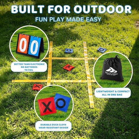 Giant Tic Tac Toe Outdoor Games for Kids Adults Family 4ft x 4ft Portable Bean Bag Toss Yard Lawn Backyard Camping Carnival Field Day Game with Ground Stakes Bean Bags Table Top Scoreboard in Saudi Arabia