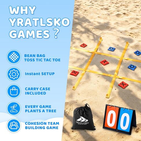 Giant Tic Tac Toe Outdoor Games for Kids Adults Family 4ft x 4ft Portable Bean Bag Toss Yard Lawn Backyard Camping Carnival Field Day Game with Ground Stakes Bean Bags Table Top Scoreboard in Saudi Arabia