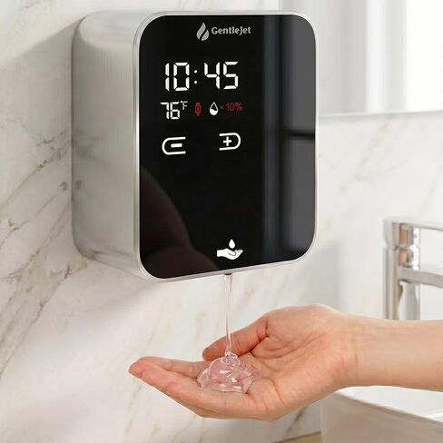 GentleJet AuraJet Automatic Liquid Soap Dispenser Wall Mount, Touchless Motion Sensor, Digital LED Display, Aluminum Alloy Body, 5 Adjustable Output Levels, USB or Battery Powered, 16.2 oz in Saudi Arabia