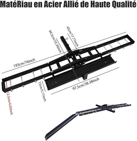 JingNian Heavy Duty Steel Tilting Motorcycle Hitch Carrier 500lbs, Long Ramp for Easy Loading, Steel Dirt Bike & EBike Hauler in Saudi Arabia