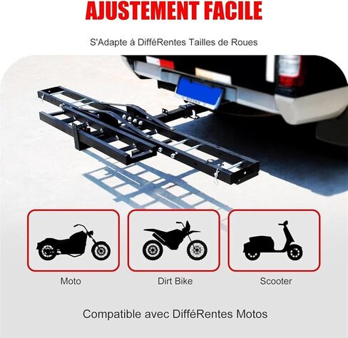 JingNian Heavy Duty Steel Tilting Motorcycle Hitch Carrier 500lbs, Long Ramp for Easy Loading, Steel Dirt Bike & EBike Hauler in Saudi Arabia
