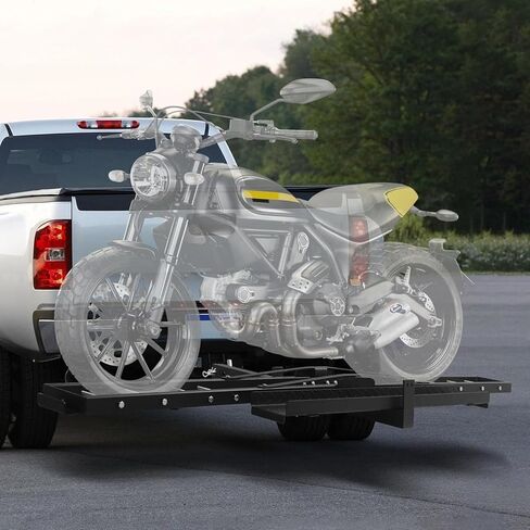 JingNian Heavy Duty Steel Tilting Motorcycle Hitch Carrier 500lbs, Long Ramp for Easy Loading, Steel Dirt Bike & EBike Hauler in Saudi Arabia