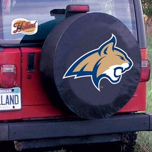 Montana State University Tire Cover - Size N - (24"x8") on Black Vinyl in Saudi Arabia