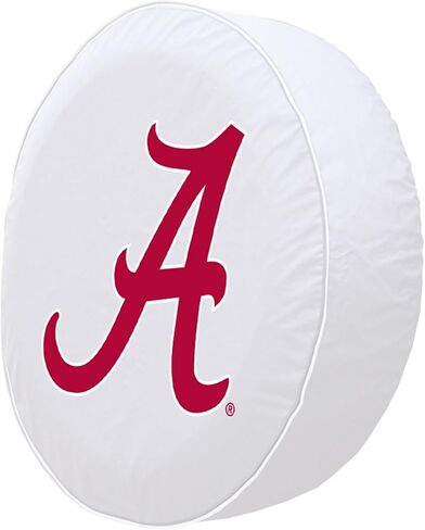 University of Alabama (Script A) Tire Cover - Size F - (29"x8") on White Vinyl in Saudi Arabia