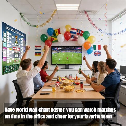 2PCS 2026 World Soccer Cup Schedule Posters, 35.4"×23.6" Merchandise with 48 Flag Stickers Predict Champion Poster, Wall Chart Poster for Soccer Fans Gift, Home & Office & Bar,Soccer Party Decorations in Saudi Arabia