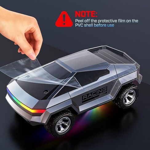 WayEee 1/24 سيارة تحكم عن بعد Cyber ​​RC Truck، سيارات RC للأطفال مع أضواء ملونة، جهاز تحكم عن بعد 2.4 جيجا هرتز، بطاريتان قابلتان لإعادة الشحن، لعبة سيارة سباق 18 كم/ساعة، للأولاد 3 4 5 6 7 8-12 in Kuwait