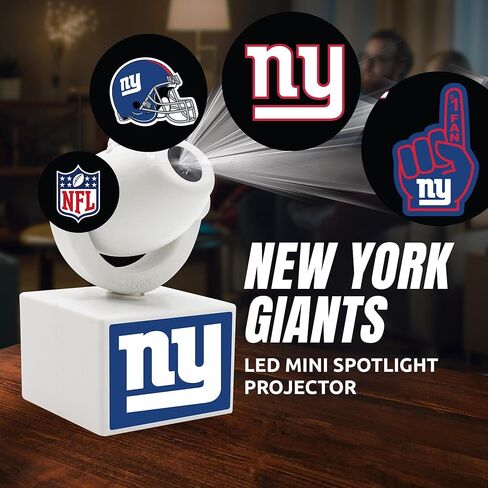 Sporticulture NFL American Football New York Giants - Adjustable Led Mini Spotlight Projector with 6 Team Logo Designs - Portable & Rechargeable Spotlight - Battery-Operated - 4.375" x 3.125" in Saudi Arabia