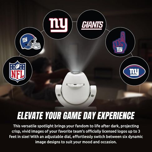 Sporticulture NFL American Football New York Giants - Adjustable Led Mini Spotlight Projector with 6 Team Logo Designs - Portable & Rechargeable Spotlight - Battery-Operated - 4.375" x 3.125" in Saudi Arabia