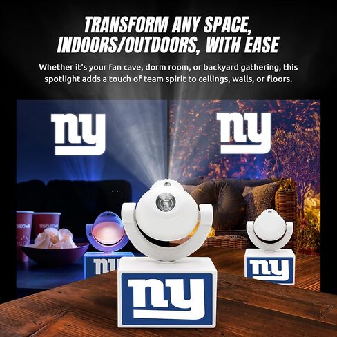 Sporticulture NFL American Football New York Giants - Adjustable Led Mini Spotlight Projector with 6 Team Logo Designs - Portable & Rechargeable Spotlight - Battery-Operated - 4.375" x 3.125" in Saudi Arabia