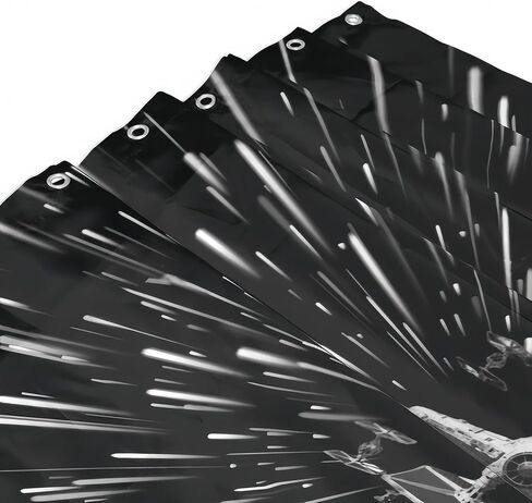 Star Space Ship Wars Shower Curtain, Black and White Space Ship Themed Bathroom Decor with 12 Hooks, 72 X72 inch in Saudi Arabia