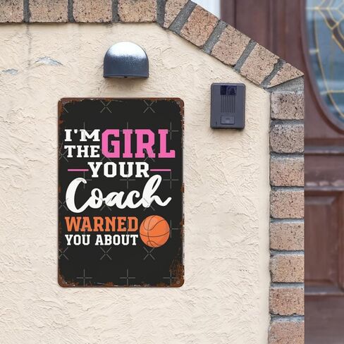 ديكور جداري ملهم، أنا الفتاة التي حذرتك من لاعبي كرة السلة، علامات قديمة معدنية عتيقة للمنزل، الحديقة، الحمام، الفناء، المطبخ، المكتب، المرآب، أو كهف الرجل 8 × 12 بوصة in Kuwait