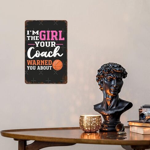 ديكور جداري ملهم، أنا الفتاة التي حذرتك من لاعبي كرة السلة، علامات قديمة معدنية عتيقة للمنزل، الحديقة، الحمام، الفناء، المطبخ، المكتب، المرآب، أو كهف الرجل 8 × 12 بوصة in Kuwait