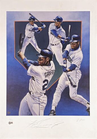 Ken Griffey Jr. Autographed 21x30 Lithograph Photo Baseball S.e.a.t.t.l.e Mariners #139/295 Beckett BAS QR #BP55378 in Saudi Arabia
