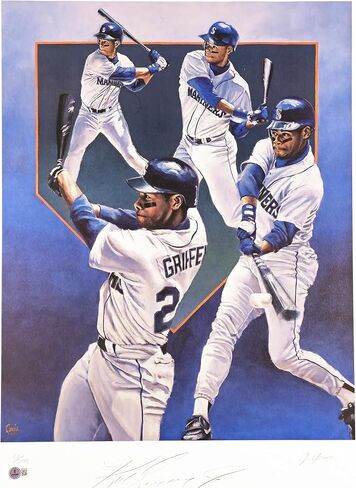 Ken Griffey Jr. Autographed 21x30 Lithograph Photo Baseball S.e.a.t.t.l.e Mariners #139/295 Beckett BAS QR #BP55378 in Saudi Arabia