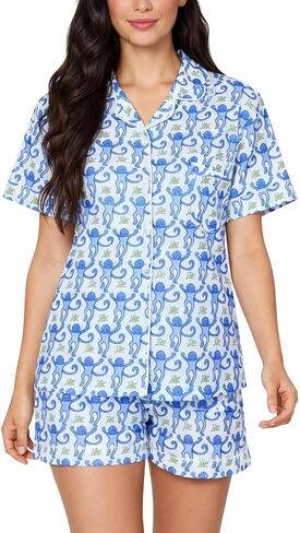 Cute Pajama Sets for Women 2 Piece Y2k Monkey Button Down Pjs Holiday Sleepwear in Saudi Arabia