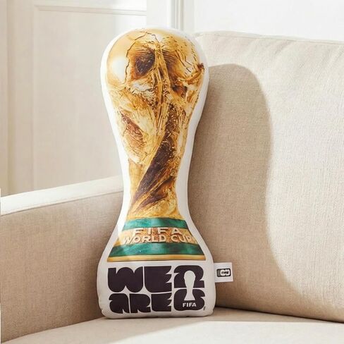 وسادة قطيفة من MESUCA FIFA 2026 World Cup Golden Trophy، مقاس 14.5 بوصة، مرخصة رسميًا، إصدار محدود، وسادة قطيفة ناعمة لمحبي كرة القدم، تذكارات كأس العالم، لديكور المنزل وغرفة النوم in Kuwait