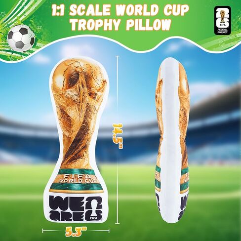 وسادة قطيفة من MESUCA FIFA 2026 World Cup Golden Trophy، مقاس 14.5 بوصة، مرخصة رسميًا، إصدار محدود، وسادة قطيفة ناعمة لمحبي كرة القدم، تذكارات كأس العالم، لديكور المنزل وغرفة النوم in Kuwait