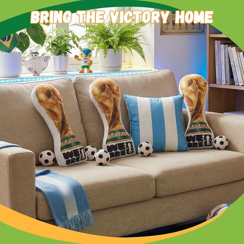 وسادة قطيفة من MESUCA FIFA 2026 World Cup Golden Trophy، مقاس 14.5 بوصة، مرخصة رسميًا، إصدار محدود، وسادة قطيفة ناعمة لمحبي كرة القدم، تذكارات كأس العالم، لديكور المنزل وغرفة النوم in Kuwait