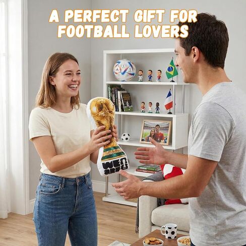 وسادة قطيفة من MESUCA FIFA 2026 World Cup Golden Trophy، مقاس 14.5 بوصة، مرخصة رسميًا، إصدار محدود، وسادة قطيفة ناعمة لمحبي كرة القدم، تذكارات كأس العالم، لديكور المنزل وغرفة النوم in Kuwait