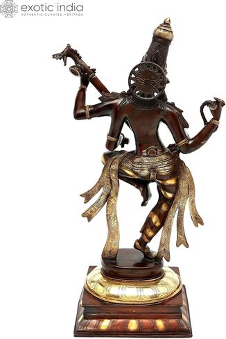 Exotic India 32" Dancing Goddess Saraswati Brass Statue Playing Veena - Handmade & Made in India in Kuwait