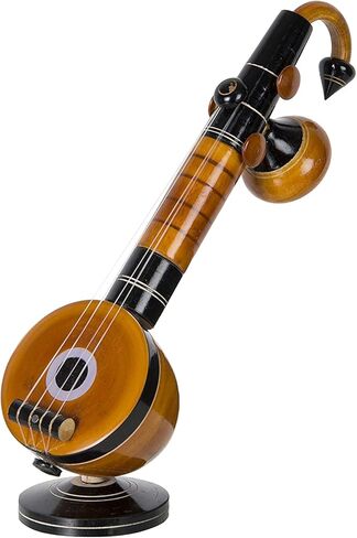 Eco Friendly Eucalyptus Wooden Veena Home Decor Showpiece 9 cm x 9 cm x 33 cm, Brown Decorative Showpiece - 33 cm Large in Kuwait