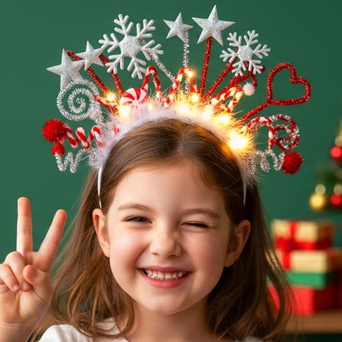 عصابة رأس مضيئة لعيد الميلاد من كاتري، عصابات رأس ليد لعيد الميلاد، عصابة شعر للعطلات، إكسسوارات للشعر للنساء والأطفال in Saudi Arabia