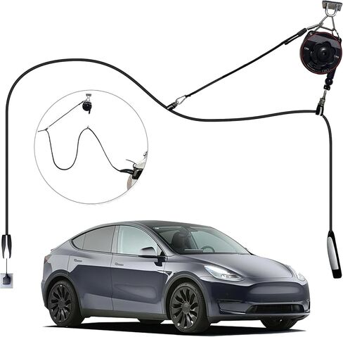 بكرة سلك قابلة للسحب لشاحن EV، منظم كابل شحن EV علوي للمرآب، يصل إلى 6.6 قدم، السقف أو الحائط، متوافق مع Tesla NACS ومعظم كابلات J1772 in Kuwait