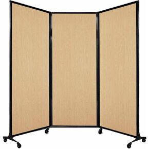 Versare QuickWall Folding Portable Partition | Wheels or Stationery Option | Durable Privacy Room Divider Screen | Made in USA | 8'4" x 6'8" Natural Maple Wood Grain Panels in Saudi Arabia