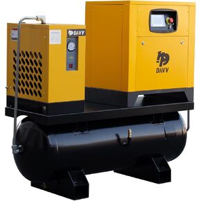 نظام ضاغط الهواء اللولبي الدوار ذو التردد المتغير DAVV PM - 10HP/7.5KW، 39CFM @125PSI، خزان ASME سعة 80 جالونًا مع مجفف مبرد - وحدة مثبتة على قاعدة صناعية ثلاثية الطور بقدرة 460 فولت in Kuwait
