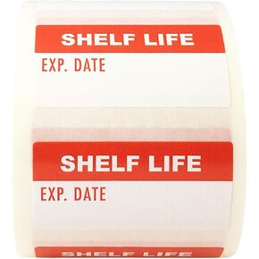 White and Red Shelf Life Labels, 3/4 x 1 1/2 Inch Semi Gloss Expiration Date Stickers, 500 Total Adhesive Labels on a Roll for Food Safety, Prep Dating, and Inventory Control – Made in the USA in Saudi Arabia