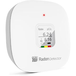 Radon Detector for Home, Office, Workplace, Hello Radon S, E-Ink Display, Alpha Spectrometer Sensor, 2-Year Battery Life, Wall Mounted & Free Standing, PCi/L & Bq/m³ Units Switchable in Saudi Arabia