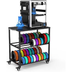 رف منظم خيوط معدنية ثلاثية الأبعاد من Demao باللون الأسود، رف تخزين خيوط الطابعة ثلاثية الأبعاد مع عجلات، يحمل ما يصل إلى 40 × 1 كجم من البكرات والطابعة ثلاثية الأبعاد الصغيرة - مناسب للمكاتب والمنزل والاستوديوهات in Kuwait