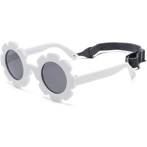 نظارات شمسية على شكل زهرة للأطفال مع حزام، نظارات شمسية مستقطبة مرنة وقابلة للانحناء للفتيات حديثي الولادة من عمر 0 ​​إلى 24 شهرًا in Kuwait