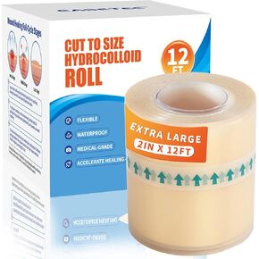 Hydrocolloid Roll for Wound Care 2in x 12ft, Waterproof Adhesive Hydrocolloid Bandages, Pimple Patch Roll for Acne, Blisters, Cuts & Scratches, Latex-Free Gentle, Easy to Apply & Remove in Kuwait