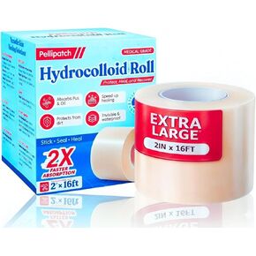 Pimple Patches - Cut-to-Size - Pimple Patch Roll (16 Feet x 2 Inch) Hydrocolloid Roll Bandages Medical Tape Wound Care & Acne Zits - Clear Large Self-Adhesive Ultra Absorbent Waterproof Bulk First Aid in Saudi Arabia
