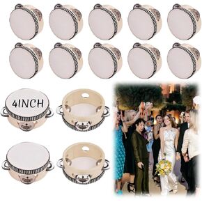 4 Inch Wedding Tambourine Bulk Mini Drum Noise Makers for Guest Hand Held Tambourine Dance Floor Props Single Row Metal Jingle Percussion Gift Church Party (100PCS) in Saudi Arabia
