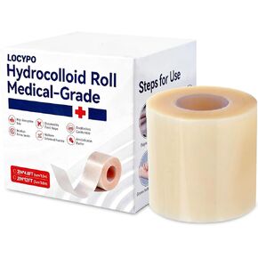 Hydrocolloid Roll for Wound Care,2IN x 4.8FT Hydrocolloid Bandages,Self-Adhesive,Ultra Absorbent,Flexible&Waterproof,DIY Size & Shape Patch for Blister,Burn,Acne,First Aid Essential in Saudi Arabia