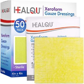 HEALQU Medical Xeroform Petrolatum Dressing 4x4-25-Count - Non-Adherent Gauze Pad for Low Exudating Wounds - Fine Mesh Gauze Patch Sterile for Wound Care Lacerations, Burns & Skin Grafts in Saudi Arabia