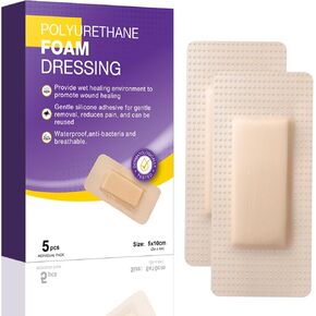 Silicone Foam Dressing 2x4 Gentle Border Waterproof Silicone Bandages Self Adhesive Pressure Sore Pads 5Pcs in Kuwait