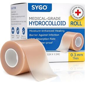Medical Grade Hydrocolloid Roll for Wound Care | Cut-to-Size Bandage for Burn & Blister | Pimple Patches for Acne | Ultra Absorbent Waterproof self-Adhesive Dressing (2INx5FT) in Kuwait